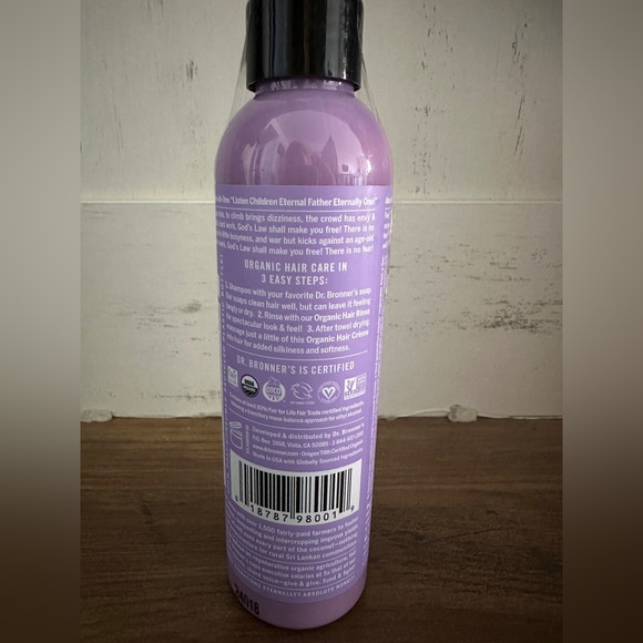 NWT Dr. Bronner's Lavender Coconut Organic Hair Creme - Picture 3 of 3
